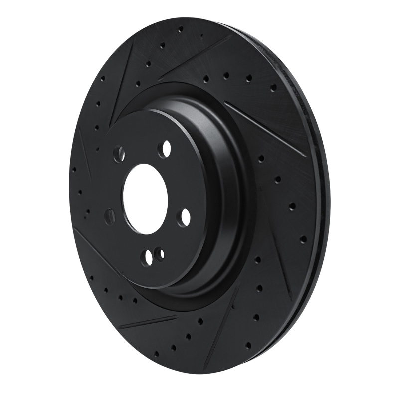 Mercedes-Benz GLS580 Brake Rotor (1) - Rear Left - R1 Concepts - Drilled & Slotted - Black - `20-`26